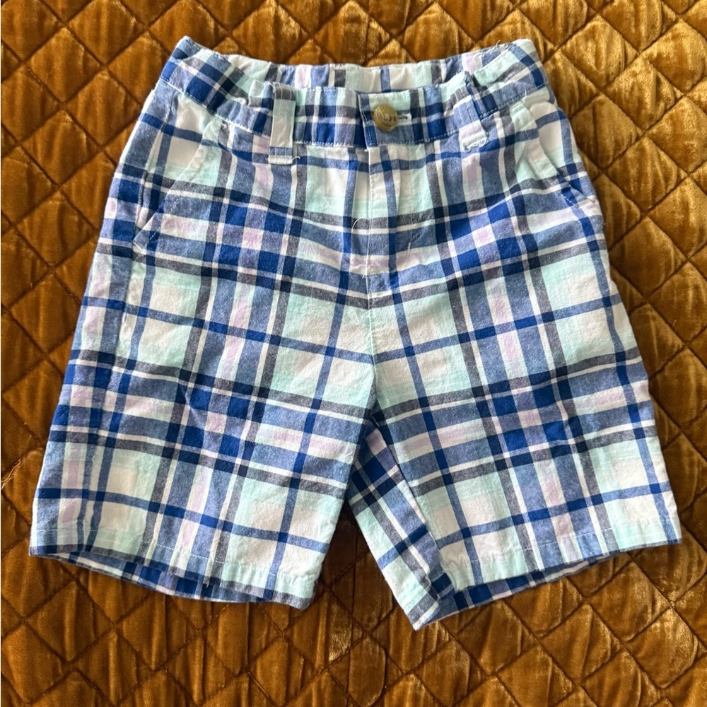 Janie and Jack Blue and White Plaid Cotton Shorts